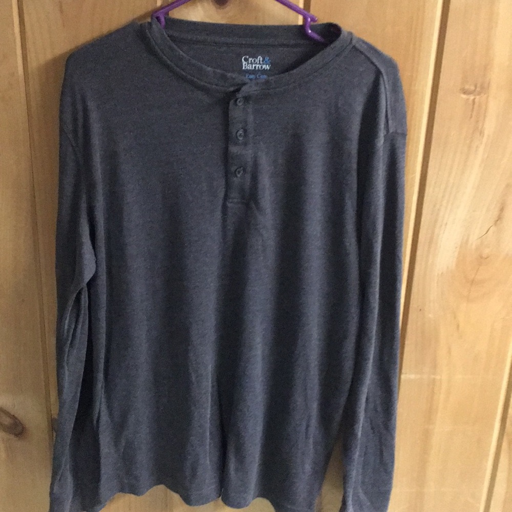 Gray Long Sleeve Polo